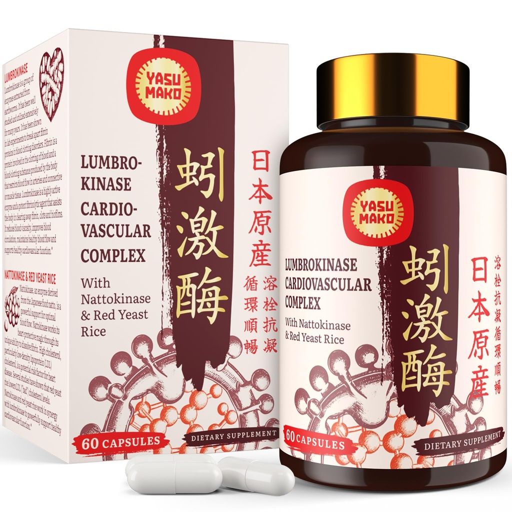 Lumbrokinase 100mg (Max Activity 1.000,000 LKU), Nattokinase 100mg-2,000 FU of Activity dan Red Yeast Rice 300mg, Scan Lumbrokinase Enzymes Supplemen, Cognition, 60 Capsules (Paket 1)
