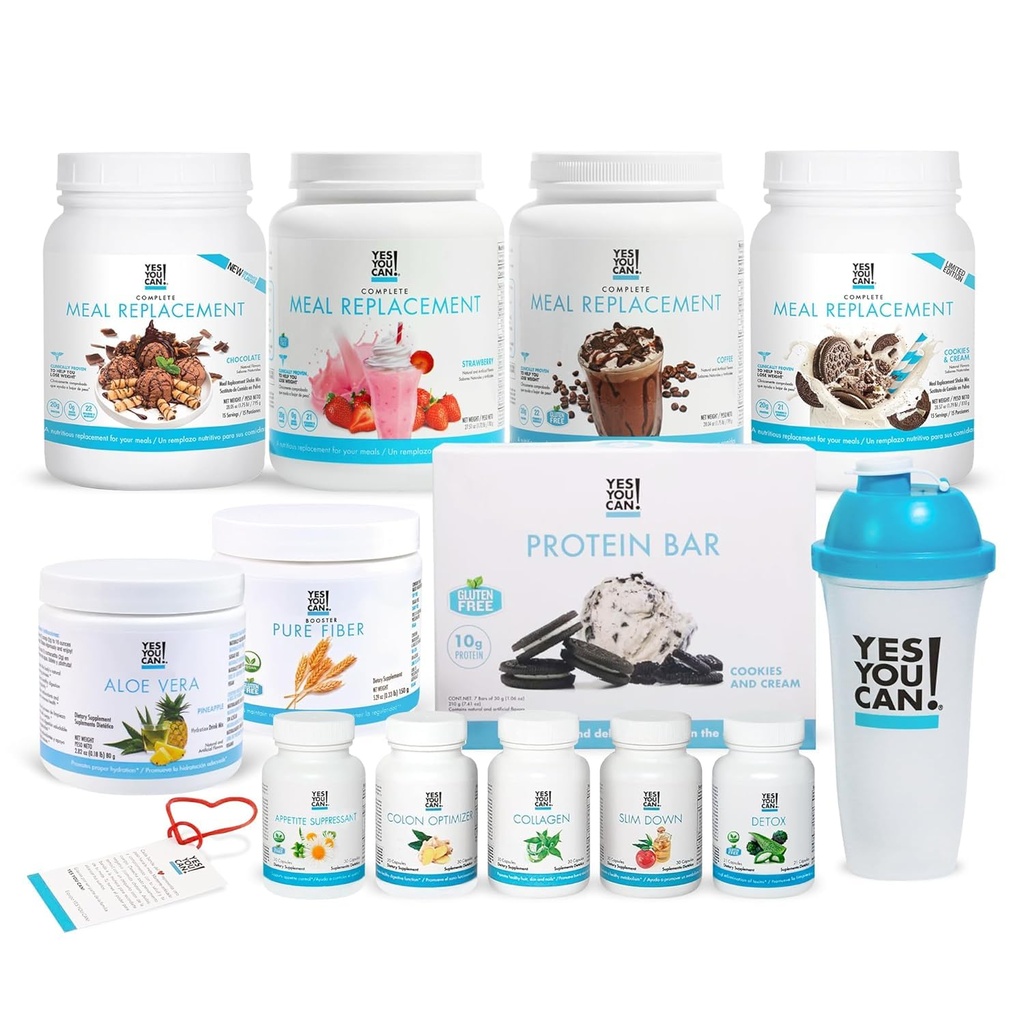 Ya Anda bisa! Semua-dalam Satu Kit dengan Meal Pengganti Shakes, Aloe Vera Minum Mix, Fiber Shake Mixer, Protein Snack, Supplemen Lengkap Wellness Kit