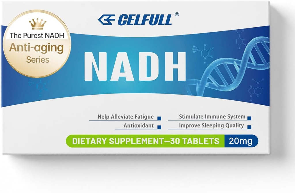 CELFULL NADH Tambahan 40mg Enchance NAD + Suplemen untuk Suplemen Regenerasi Sel Anti-Penuaan Suplemen Regenerasi Kronic
