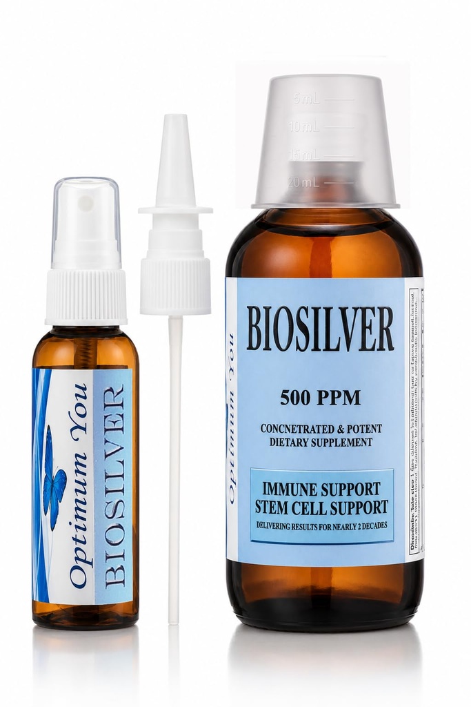 BIOSILVER OLVER 124; Colloidal Silver Liquid 124; 500 plum, Extra Kekuatan, 8 oz dengan Spray Bottle 14; Imune & Stem Cell Dukungan 124; Wound Care & Superior Healing
