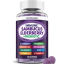 Dukungan Imuniune Elderberry, Dukungan Harian untuk Anak-anak dan Orang Dewasa *, dengan Sambucus Elderberry, Zinc, Vitamin C, D3, B6, B12, Plus - Dieter Tambahan - 70 Cacah