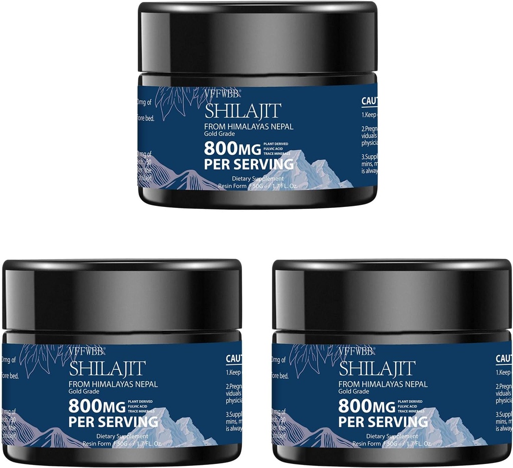 800mg Shilajit Pure Himalaya Shilajit Tingkat Emas Shilajit Shilajit untuk Pria dan Wanita dengan 85 + Trace Mineral & Fulvic Acid- 100% Natural Shilajit Supplemen Energi & Imune Dukungan -50 Grams