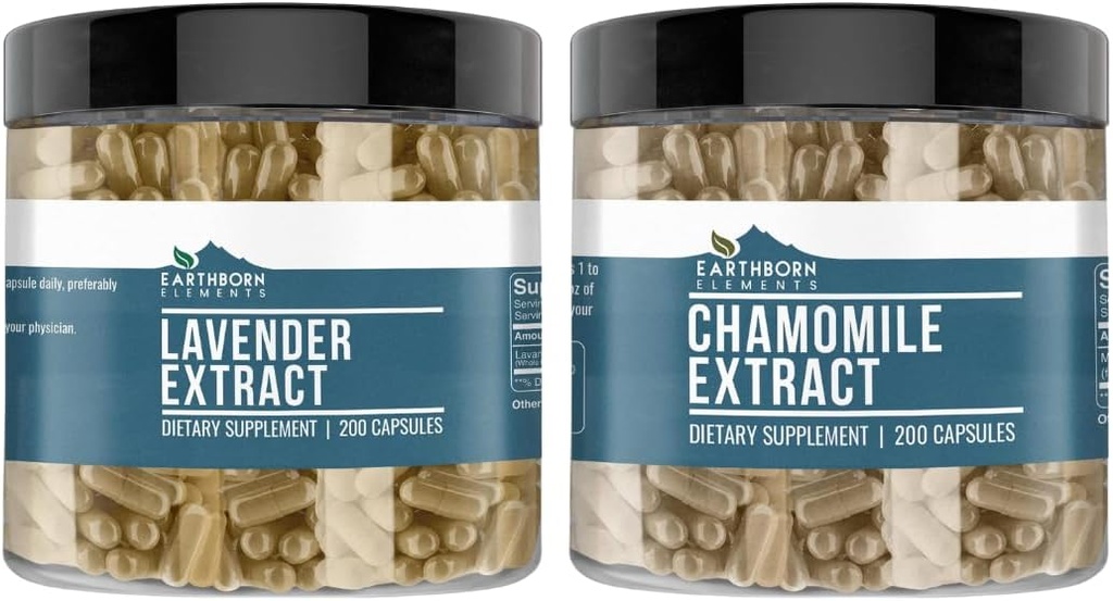 Ekstraksi Chamomile dan Lavender Extract Bundle, 200 Capsules, Pure & Unenluted, No Addonves