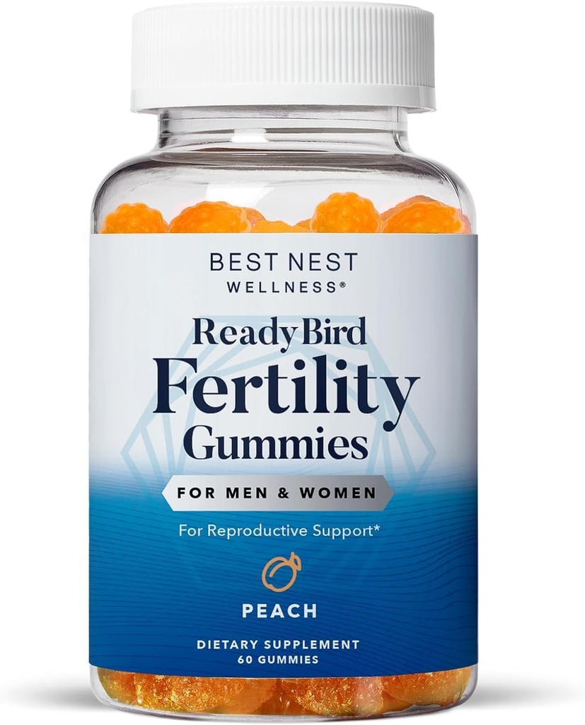 Terbaik Nest Wellness Fertility Gummies - Prenatal Multivitamin for Conception - Suplemen Nutrisi dengan Metholated Vitamin - Dukungan Kesehatan Vibrant dengan Koenzim Q10 - Peach, 60 Gummies