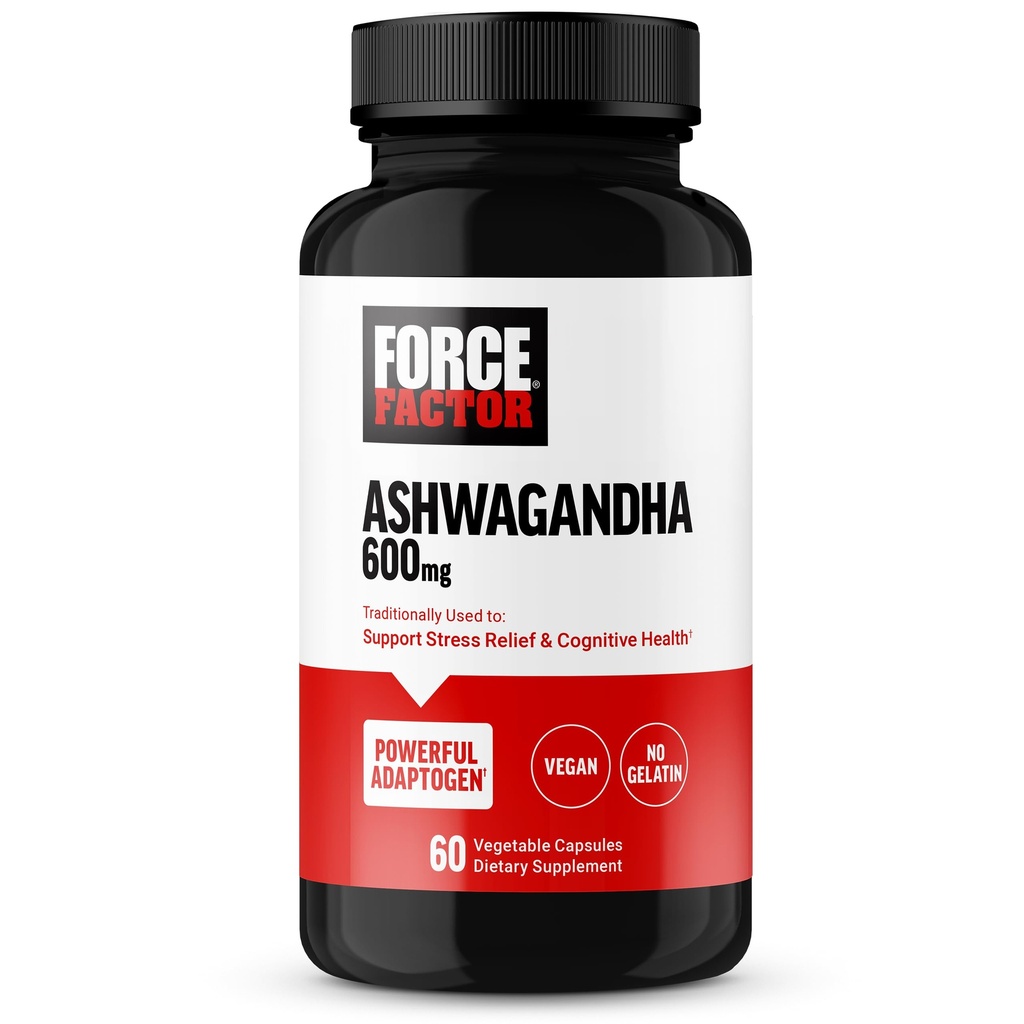FORCE FacTOR Ashwagandha Suplemen Dibuat dengan Premium Vegan Ashwagandha Powder, Adaptogens Untuk Mendukung Kesehatan Stres dan Cognitive, Tidak Gelatin, Non-GMO, 60 Capsules