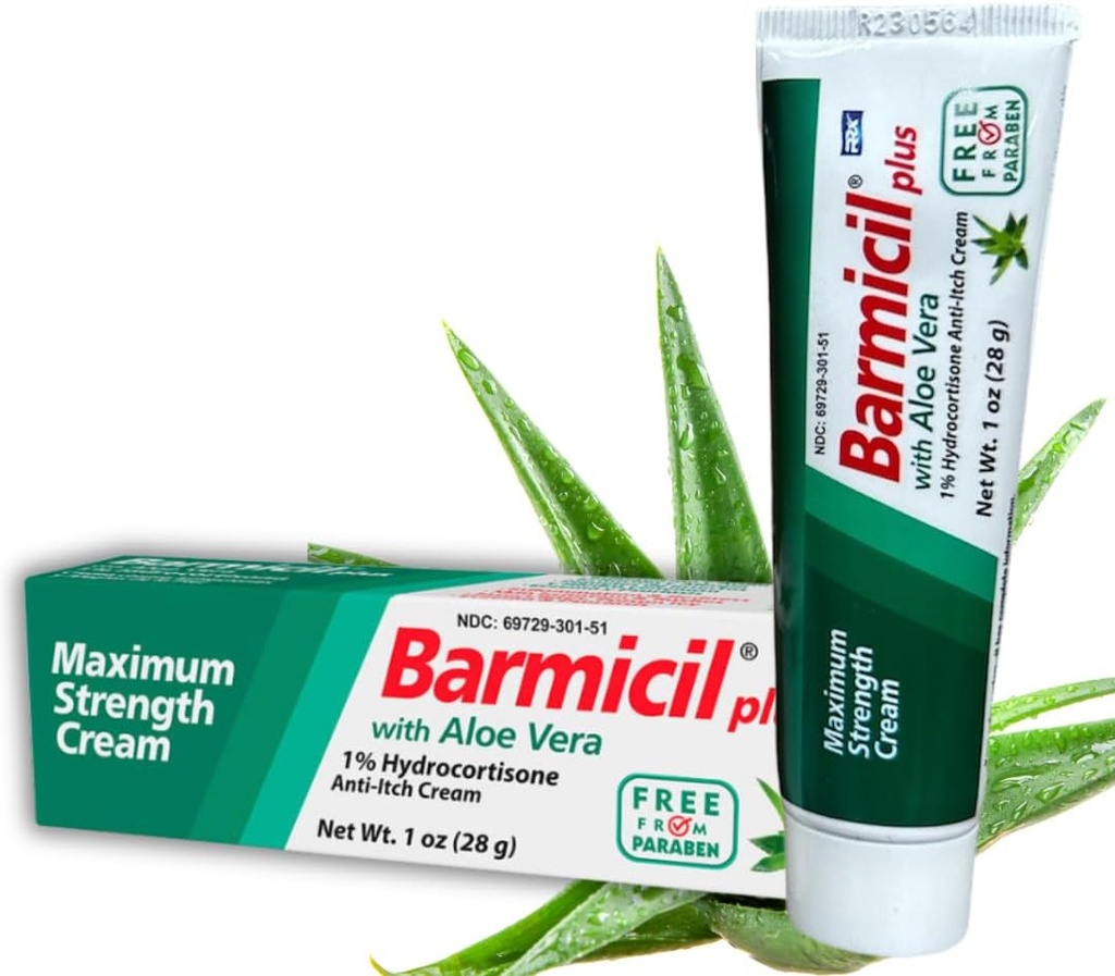 Plus Cream Skin Allergies Aloe Vera dengan 1% Hydrocortisone Maksimum Kekuatan Anti- Itch Berisi 1 oz Tube (28 Grams) Relieves Skin Allergies
