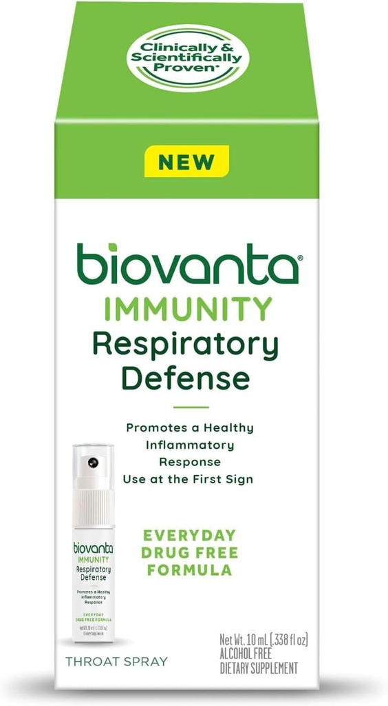 Biovanta Imunity Throat Spray, 10ml, Natural Immune Support and Sootthing Sore Throat Relief, Respiration Defense, Pregities to Dut Health