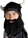Kepala Pencari Viking - Asli Knit Helmet dan Jenggot Hitam Removable