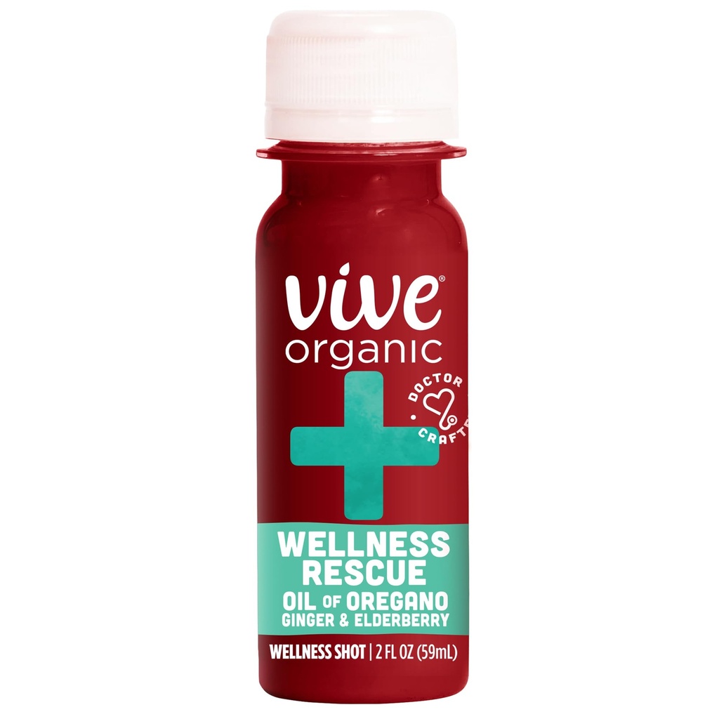 Vive Organic Wellness Rescue Shot, Ginger, Elderberry & Oil Oregano, 2 Oz