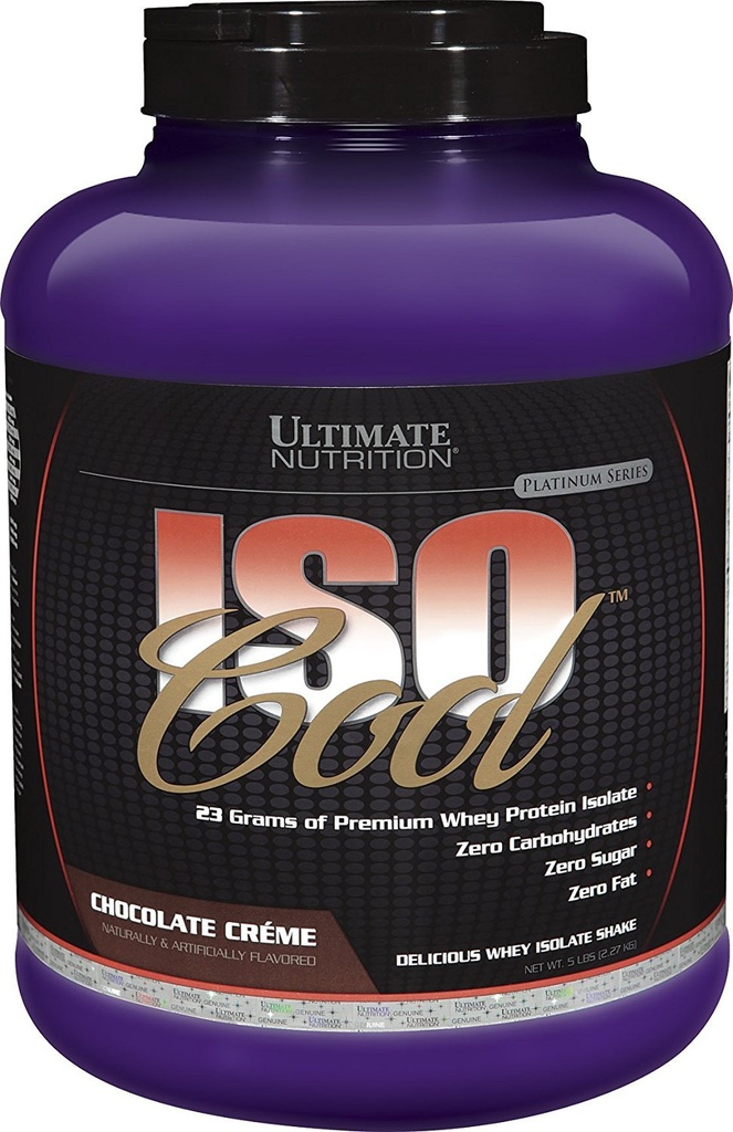 Ultimate Nutition ISO Cool Whey Isolate Protein Powder - Keto- Friendly - Sugar, Carb dan Fat- Free - 23 Grams Protein Per Serving, Chocolate, 5 Pounds