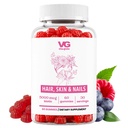 VITA GLOBE Hair, Skin & Nails + Collagen Gummies - 20mg with Vitamin A, C, D, E, B6 & Biotin Atterness Supplemen Kecantikan & Wellness untuk Pertumbuhan Rambut Berat, Radiant Skin & Strong Nails - 60 Count (Paket 1)