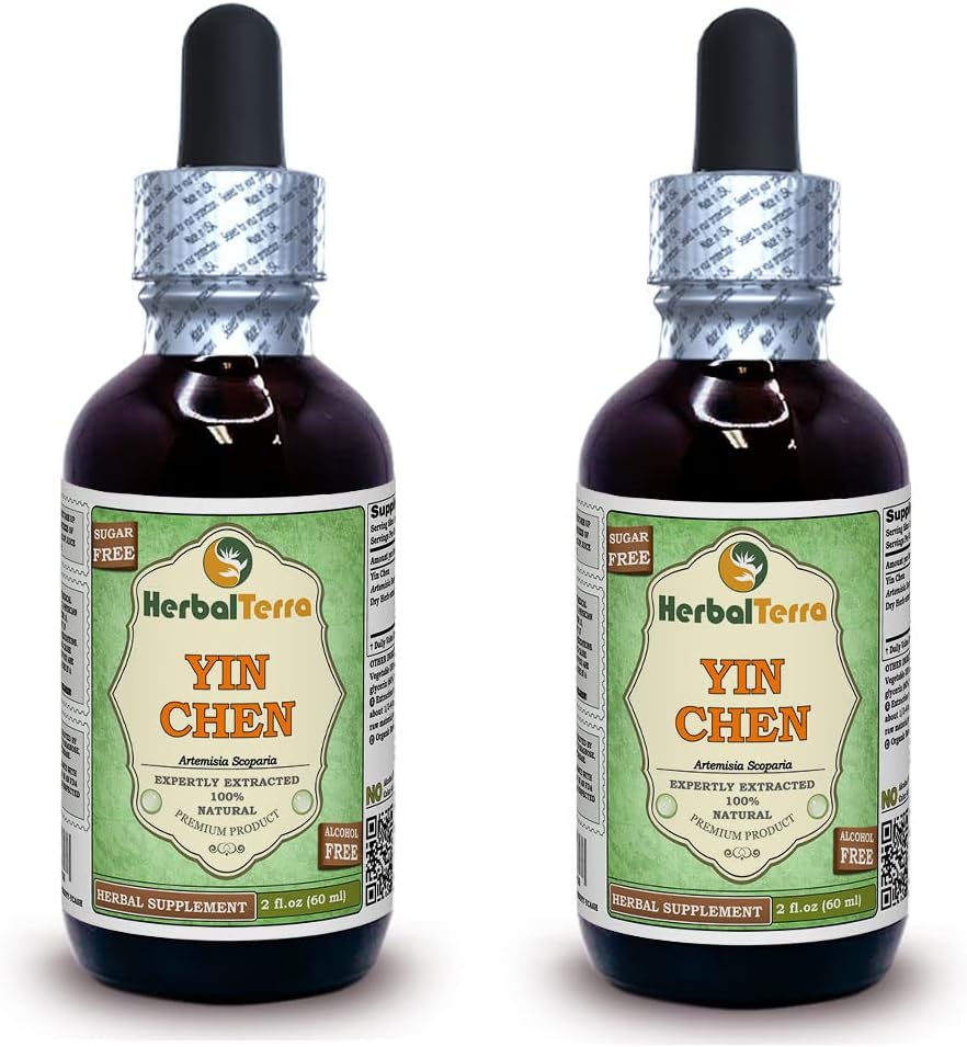 Yin Chen, Capillary Wormwood (Artemisia Scoparia) Glycerite, Kering Herb Alcohol- Ekstrak Liquid FET (Nama merek: HerbalTerra, Proughtly dibuat di USA) 2x2 F.oz (2x60 ml)