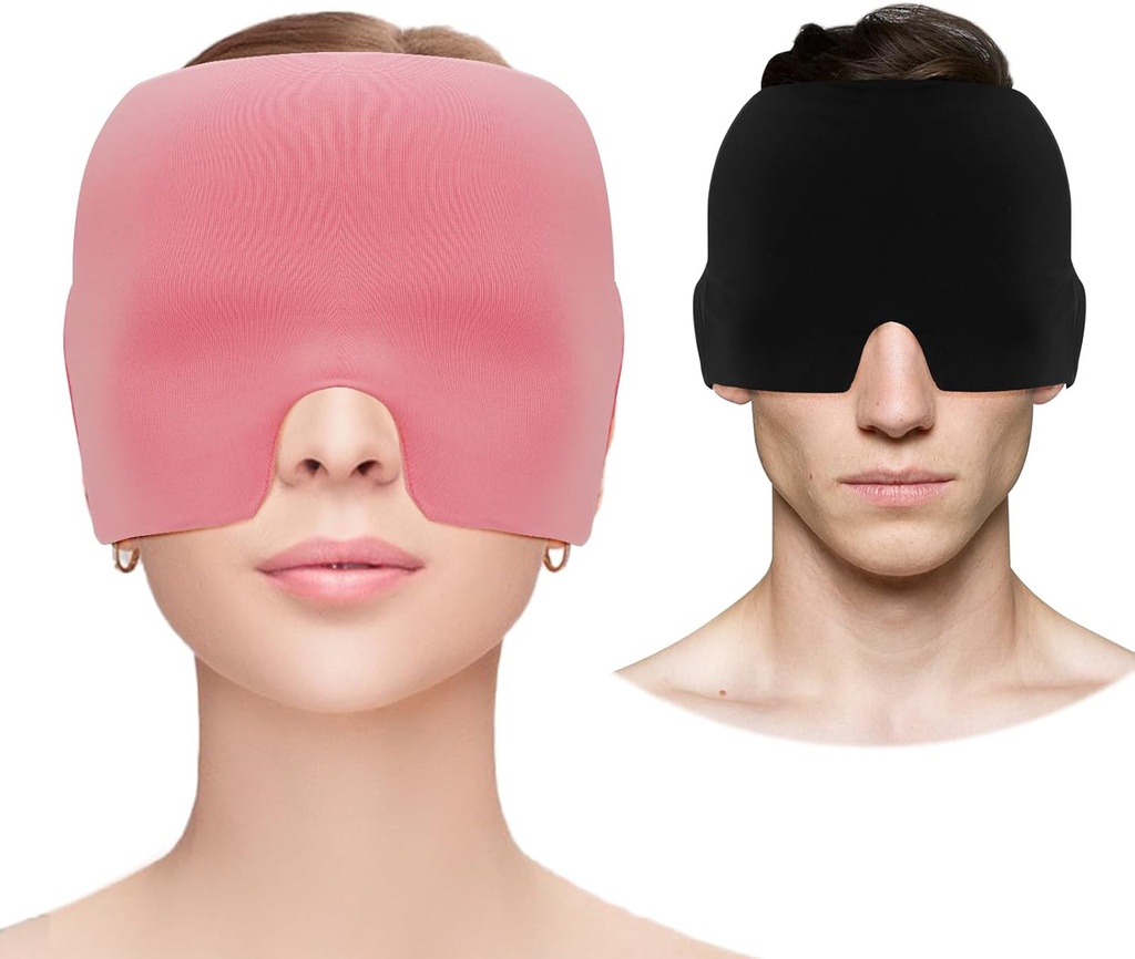 Cap Relief sakit kepala Migraine, Topeng Mata Pendingin Gel, Migraine Relief Cap Hot & Cold Therapy Hangover Hat Mask Odorine Headache untuk Sinus, Puffy Eyes, Tension, Stress Relief - Pink