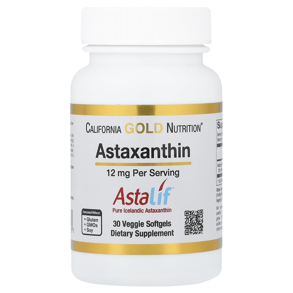 Astaxanthin oleh California Gold Non-GMO - 12 mg - 30 Veggie Softgels