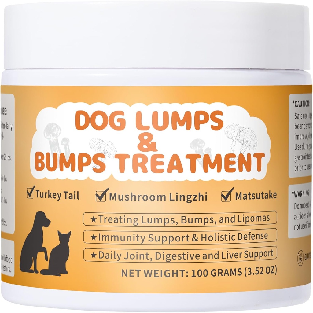 Lipoma Treatment for Dogs, Lumps and Bumps Dog Suplement -Mushroom Powder for Dogs Support Digetical & Imune System, Improved Mobility, 3.52 oz
