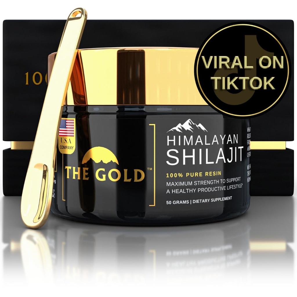 GOLD Shilajit Resin; Shilajit Pure Himalaya Shilajit for Men & for Women Lab Test Amerika Serikat Tingkat A + All Natural Dietary Supplemen dengan Fulvic Acid + Trace Minetrace 124; 50 Grams 100 Pelayan