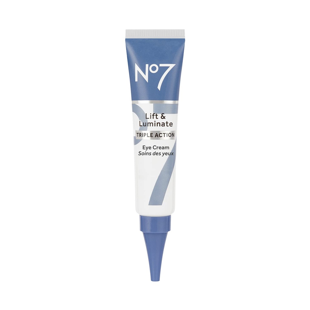 No7 Lift & Luminate Triple Action Under Eye Cream - Dark Circles Under Eye Treatment with Vitamin C & Collagen Peptide Technology - Helping Reduce Puffiniss, Bags & the Applications of Wrinkles (0.5 Oz)