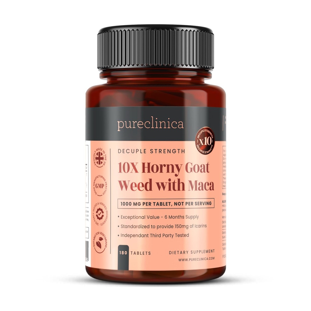 puberica 10X Horny Goat Weed & Maca Extract 6250mg x 180 Tablet (6 Bulan Suppply) -10 X More Lanciins - w / 5mg Black Pepper Extract untuk 300% Increased Absorpsi
