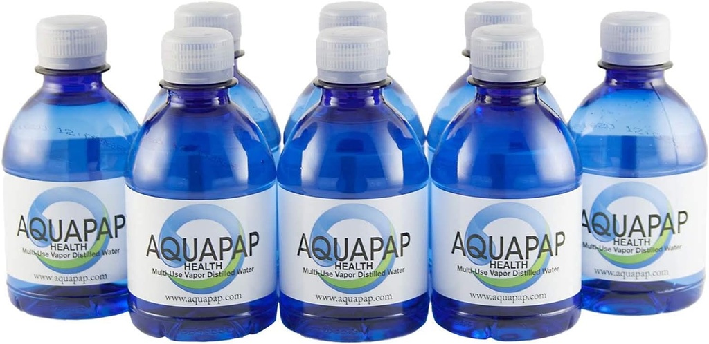 AQUAPAP Health Neti Pot Nasal Irigation Vapor Disstilled Water 8 Pack of 8oz Save Bottles (Air saja tidak termasuk neti Pot)