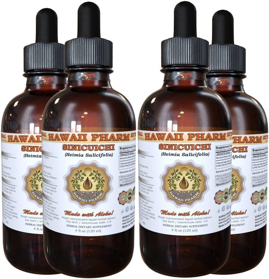 Sinicuichi Liquid Extract, Sinicuichi (Heimia Salicifolia) Tincture, Herbal Suplemen, Hawaii Pharm, Dibuat di AS, 4x4 f.oz