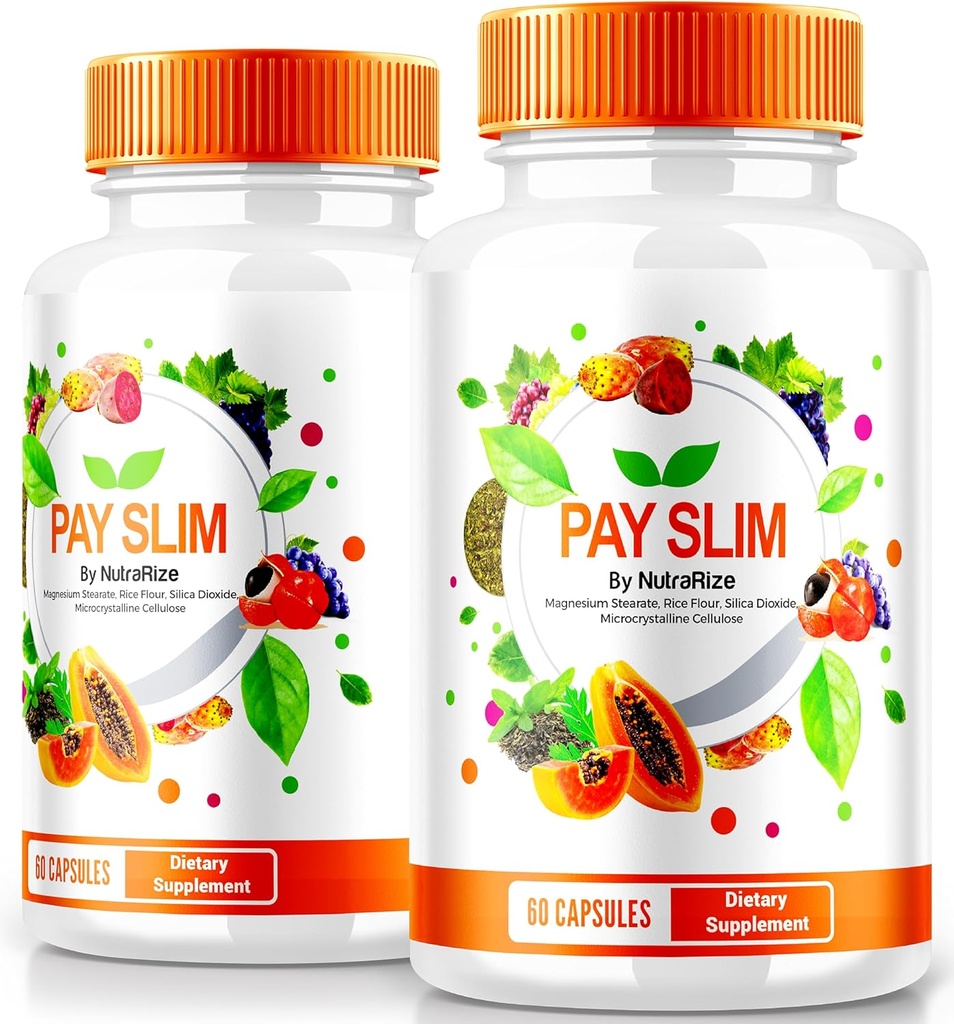 NutraRize (2 Pack) Pay Slim Capsules, PaySlim All-Natural Suplement for Healthy Weight Loss, Premium Formula Formula to Achieve Body and Fitness Goals, Review Resmi (120 Kapsul)