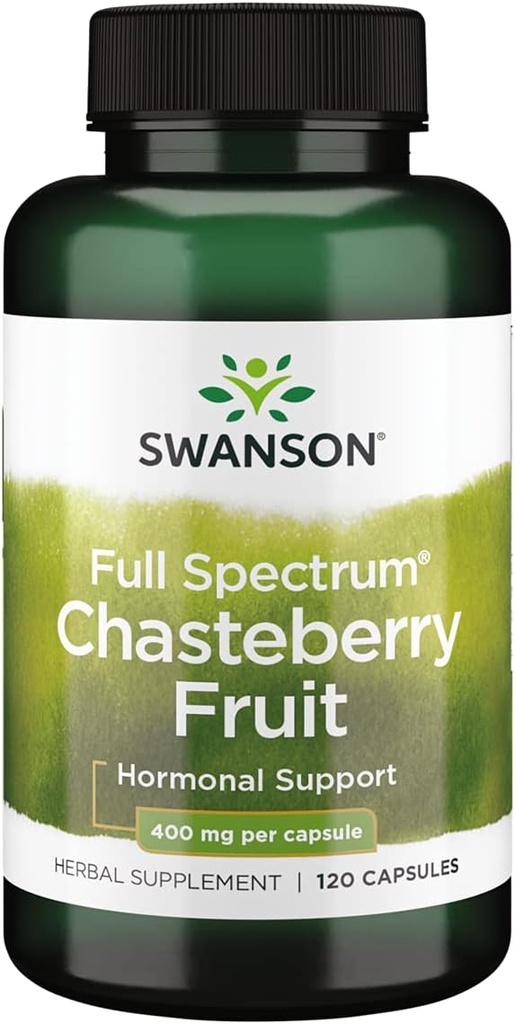 Swanson Chasteberry Fruit - Herbal Supplement Promoting Women 's Health & Menopausal & Menstrual - May Dukung Keseimbangan & Skin Health - (120 Capsules, 400mg Masing-masing)