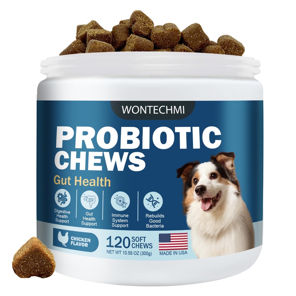 Progres for Dogs, Impreve Itchy Skin Itchy Ears, Gut Health, Yeast Salvation, Allergies, Imunity, Dog Progories and Digevive Enzymes with Pregities, Reduce Dieds (Chicken, 120 chews)