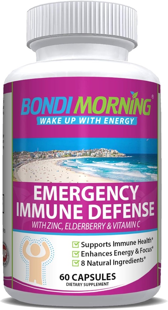 Suplemen Imunitas Darurat - Vitamin C dengan Zinc Tablet + Elderberry Extract Bolster Immune System Response, Digetical Health, Energy, and Focus, 60- Count