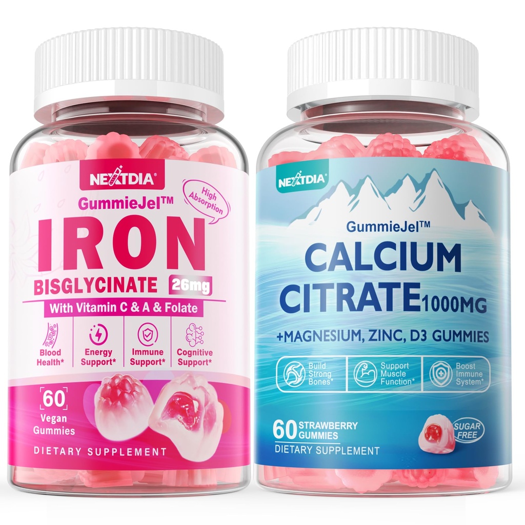 Kalsium Citrate 1000mg Filled Gummies + Besi Bisglycinate 26mg