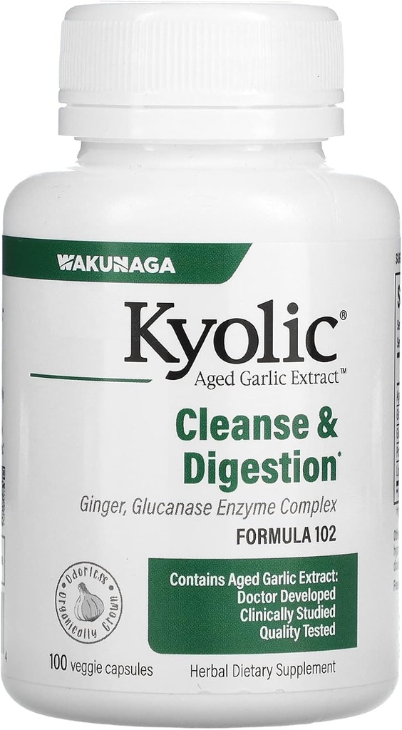 Aged Bawang putih Extract, Cleanse & Divalry Formula 102, 100 Veggie Capsules, Kyolic