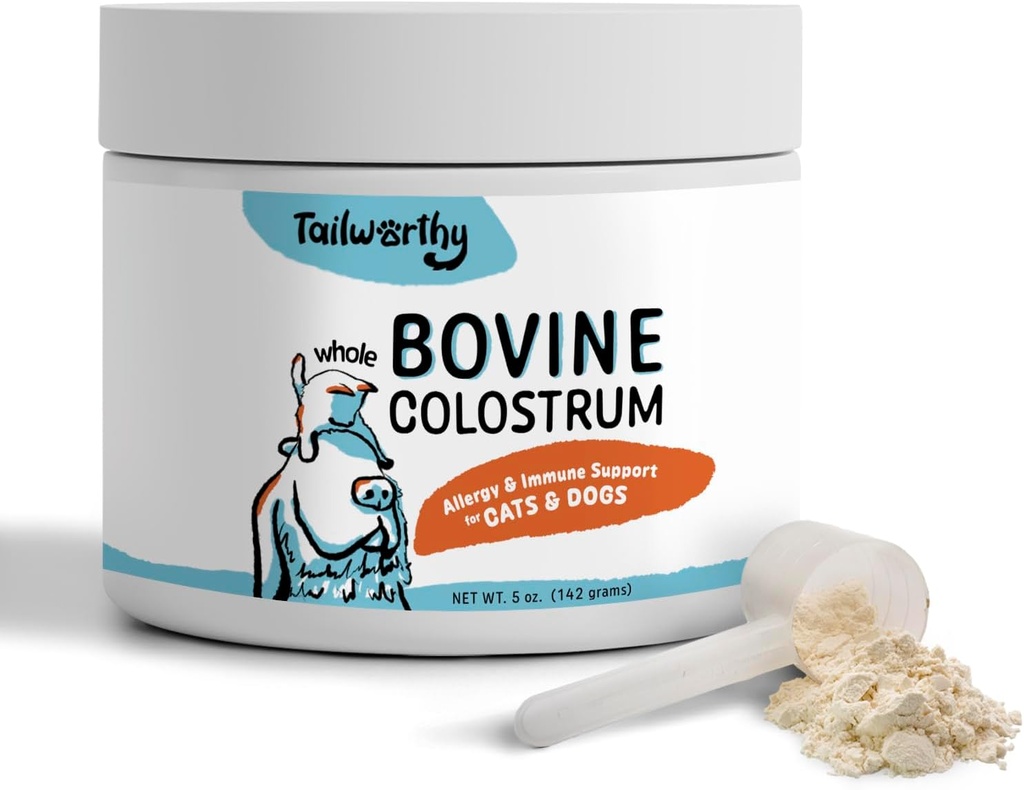 100% Bovine Colostrum for Dogs & Cats, Allergy and Imune Duck, 60 Servings, Non-GMO, Gluten Free for More Energy, Wellness, and Healthier Ditraffic