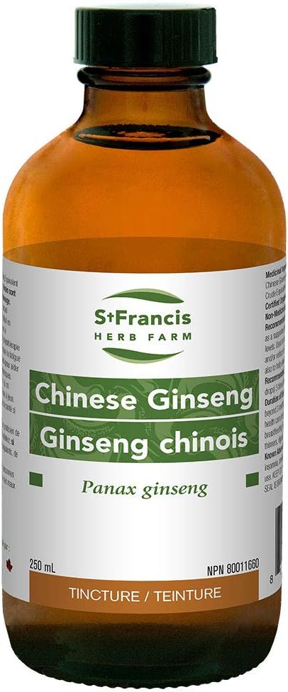St Francis Herb Farm - Chinese Ginseng (Panax ginseng, akar) Certified Organic Herbal Extract - tradisional digunakan di Herbal Medicine sebagai terapi mendukung untuk promosi kesehatan
