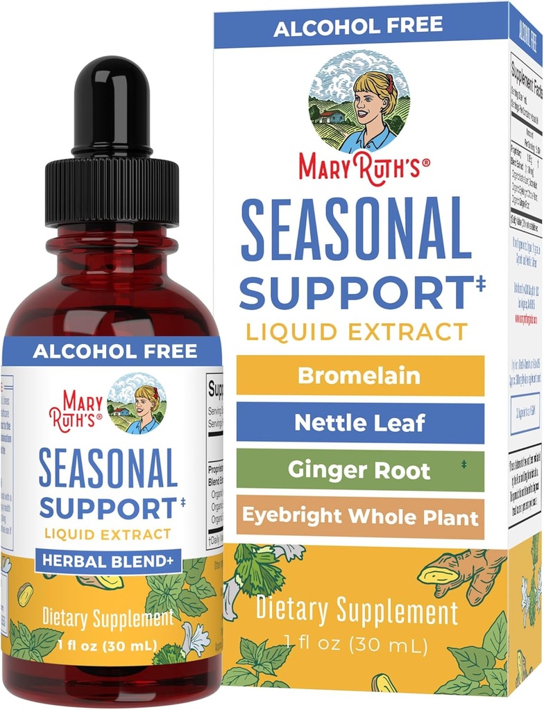 MaryRuth Organic Seasonal Dukung Liquid Extract Herbal Blend Ginger Root 124; Bromelain 124; Organic Nettle Leaf 14; 4 Herbal Blend 124; Tradisional Herbs 124; Nor-GMO 124; Vegan 124; Gluten Free 124; 1 Fl Oz