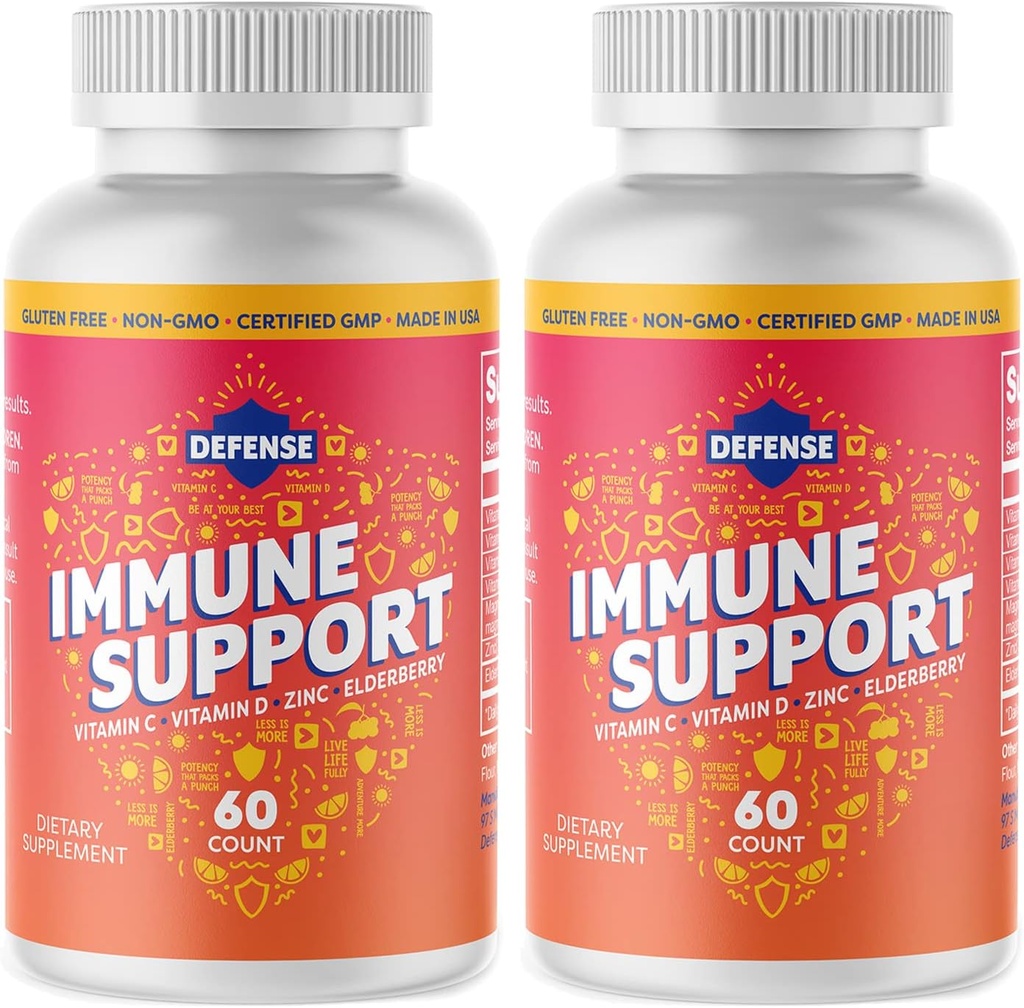 Suplemen bagi orang dewasa, 124; 30 Hari Suplai 124; Potency Tinggi 124; Ammune Boost untuk Pria dan Perempuan dengan Vitamin C, Zinc, Elderberry, dan Vitamin D3, Daily Antioksidant, Non GMO, Gluten- Free 124;