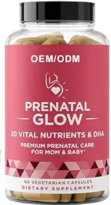 Prenatal Glow Vital Nutrients & DHA - Premium Prenatal Care for Mom & BabyPrenatal for Women to Duty Fetal Development, A More Pleasant Pregnancy 1 Month Supplies 60 Capsules