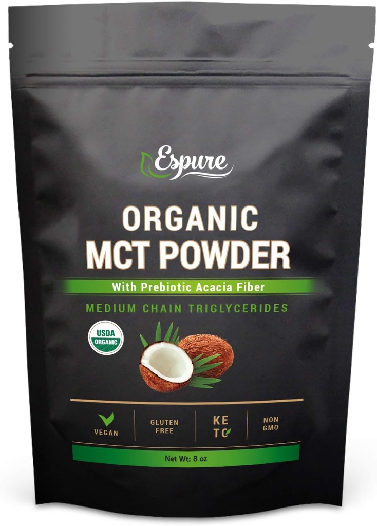 Mesiu MCT Organik - USDA Bersertifikat, dengan Prebiotik Acakia Fiber; Keto Friendly, Vegan, Gluten Free; 8oz