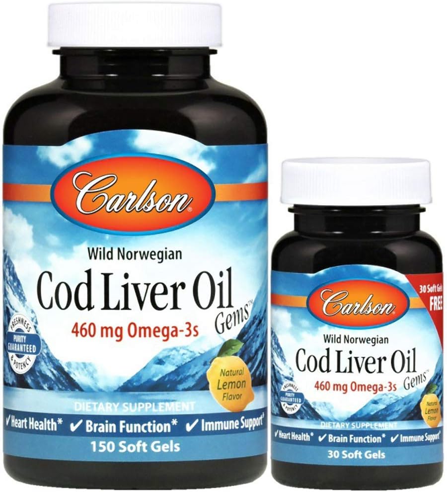 Laboratorium Carlson Cod Liver Oil Gems - Limon 1000 juta 150 + 30 Sgels