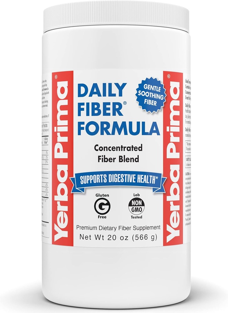 Yerba Prima Daily Fiber Formula - 20 oz Powder - Unflashted, Berkonsentrasi Blend of Soluble / Impolble, Psyllium Seed Husks, Acakia Gum, Apple Fiber for Bulk - Dietary Bulking Suplemen - Regularitas
