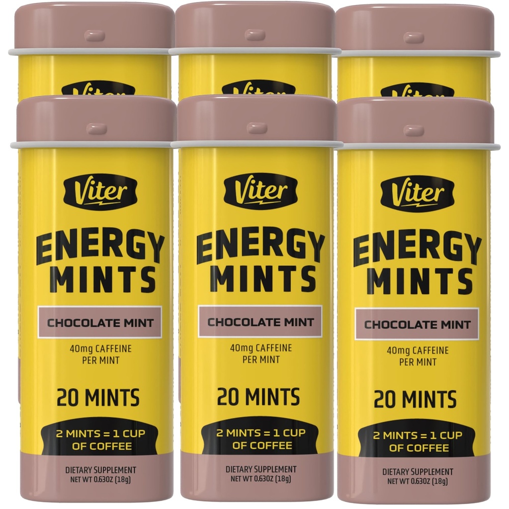 Viter Energy Caffeinated Mints 40mg Caffeine, B Vitamin, Sugar Free.