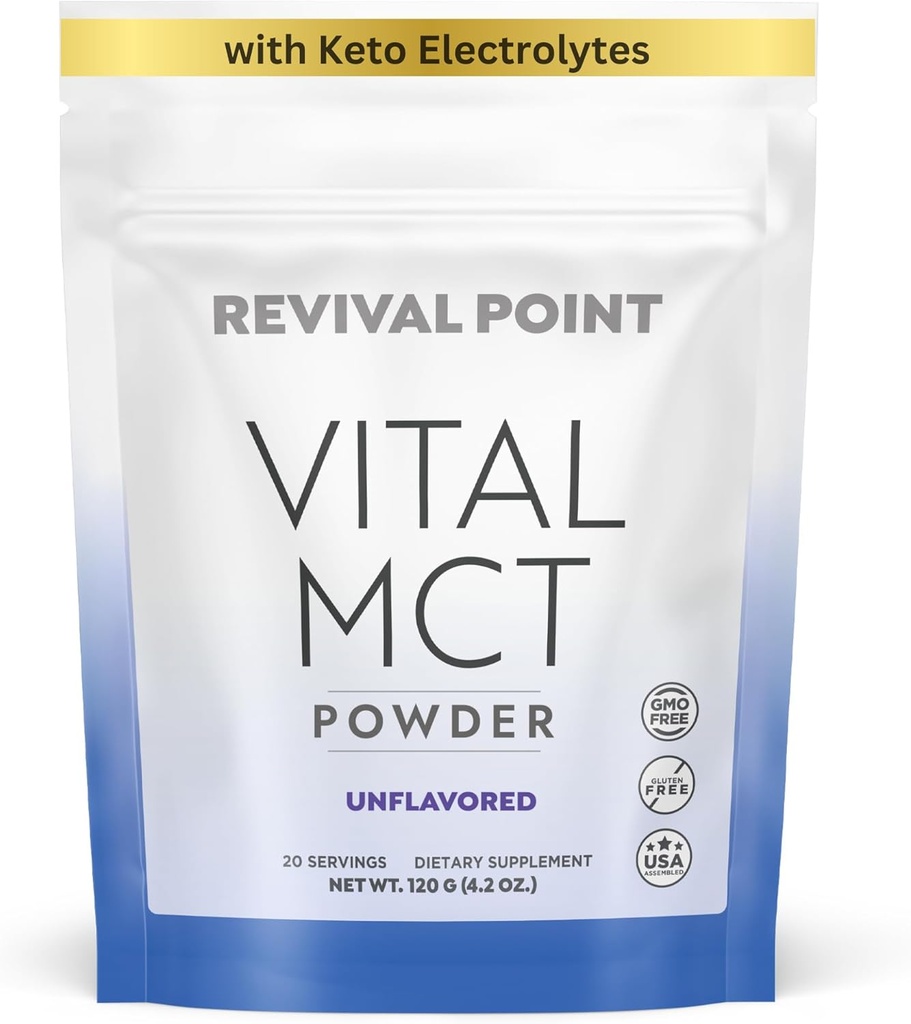 Premium Unfeatured MCT Oil Powder dengan Keto Electrolytes- Creamer untuk Coffee, Tea, dan Shames- termasuk 15x Biovable Chromium Picolinate, C10 dan C8 MCT Oil Derived dari Couts - 120 Grams