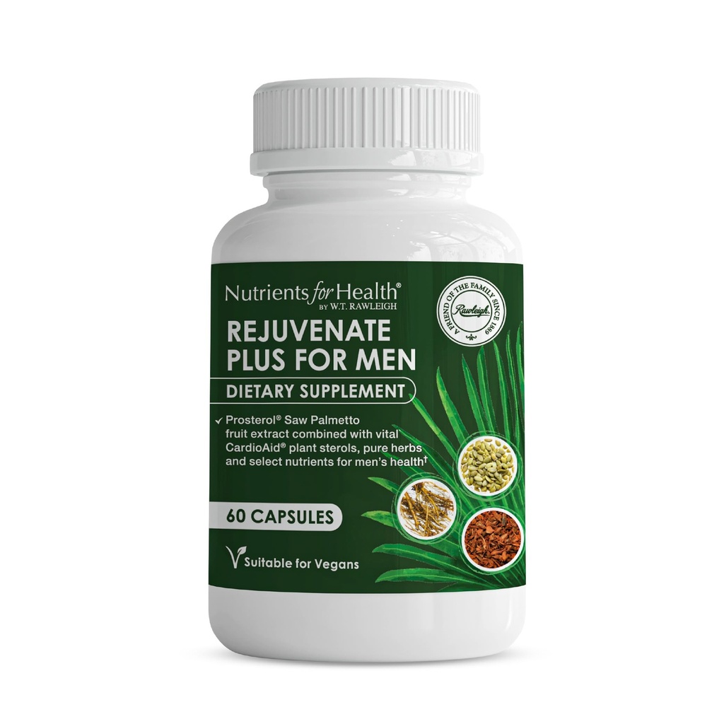 Rawleigh Remeremate Plus for Men: 60 Vegan Capsules 126; Tinggi Potency 320mg Saw Palmetto 124; Pumpkin Benih, Pygeum Bark 124; Plant Stereol, Lycopene & Rosemary 124; Prostate Health Support Suplemen