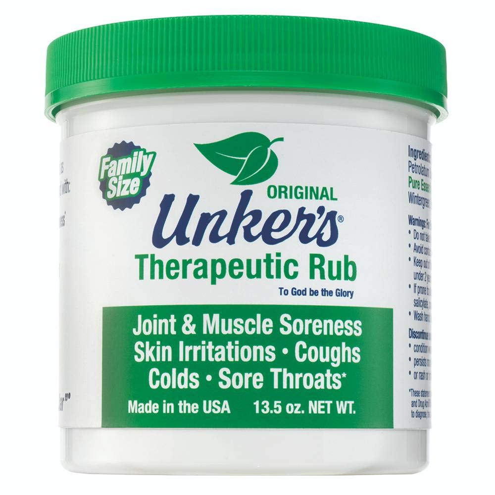 Unkers Therapeutic Rub for Joint Pain, Sore Muscles, Burn Cream, atau Calm Your Cough 13.5 ons