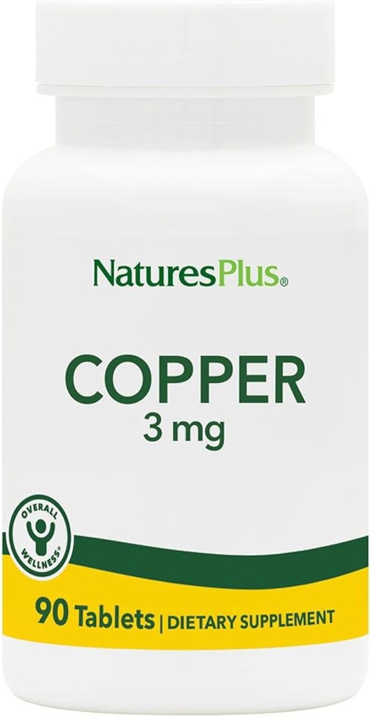 NaturresPlus Copper 3 mg - 90 Tablet - Supports Overall Wellness - Gluten Free - 90 Servings