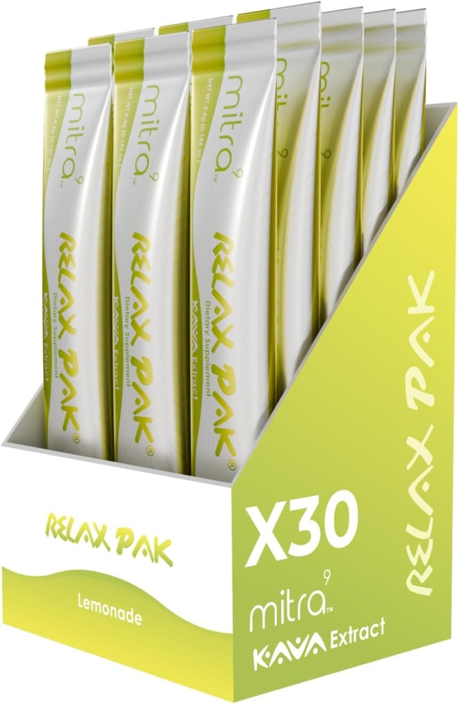 Mitra9 Kava Powder RelaxPak - Limun Kava Extract Pawder Appect 12.4; Mood Enhancer 124; Plant Based Of14; Promesses Natural Calm & Clarity 124; Easy Open Single Stick (30)