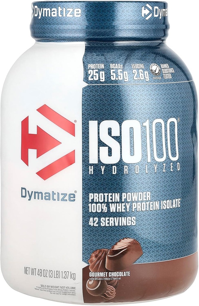 dymatize ISO100 Hydrolyzed, 100% Whey Protein Isolasi, Chocolate Gourmet, 3 lb (1.37 kg)