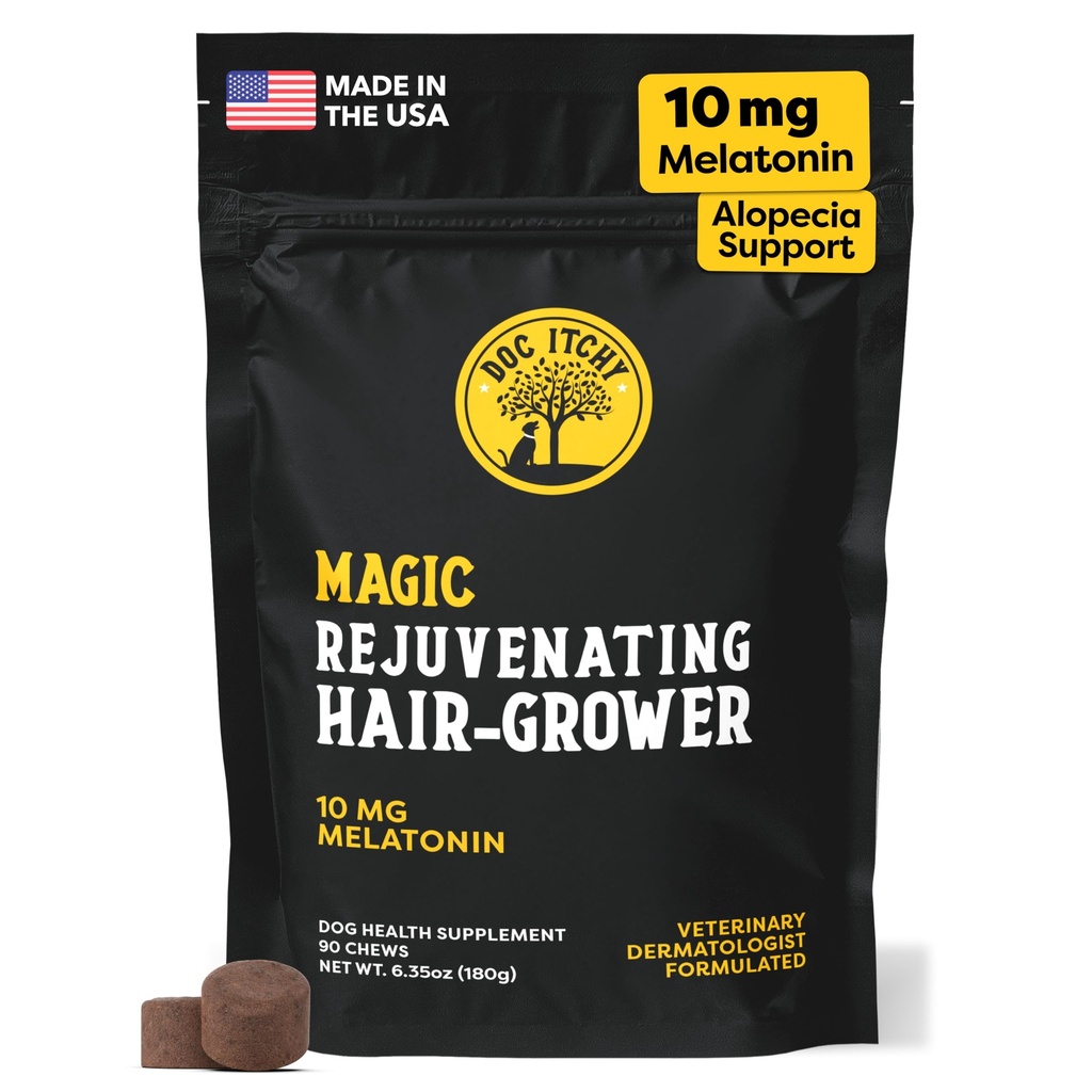 Doc Itchy Meremajakan Hair- Grower Dog Pet Chews 124; 10mg Melantonin untuk Dogs 124; Rambut Perkembangan Booster;