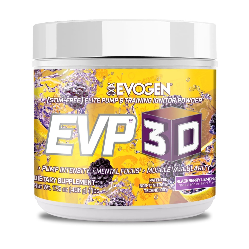 Evogen EVP-3D 124; Extreme Prectout Pump Ignitor, Arginine Nitrate, Citruline, Beta- Alanine, Lions Mane 124; BlackBerry Lemonade 124; 40 Servis
