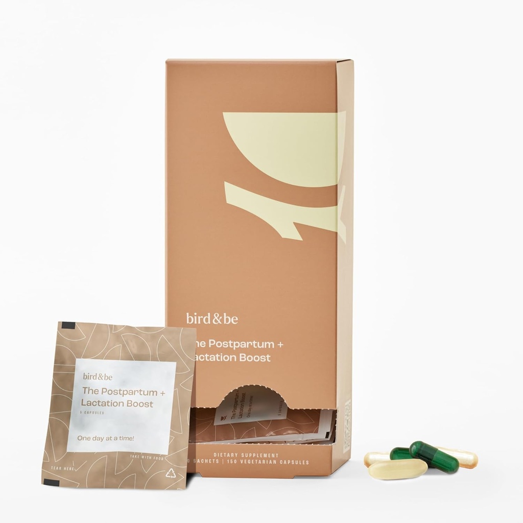 The Postpartum with Lactation Boost - Vitamin to Dukung Hormones, Recovery and Milk Supply for Chest / Breastfeeding - includes DHA (Omega-3), Iron, Choline, B12-30- Day Suppply