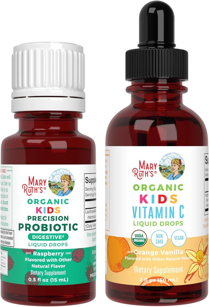 MaryRuth Organics Precision Probiotic & Vitamin C Drops for Kids 124; USDA Organik, Proyek Label Bersih Diverifikasi £124; Gut Kesehatan, Dukungan Imune, & Overall Wellness 124; Vegan, Non- GMO, Gluten Free