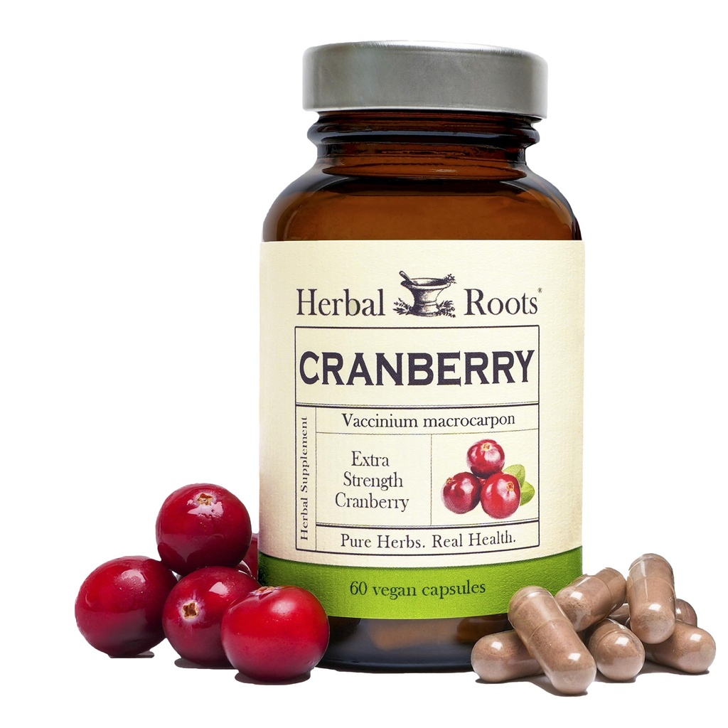 Herbal Roots Ekstra Kekuatan Cranberry Pil untuk Perempuan & Pria dengan Organik Nettle 124; Urinary Trakt Kesehatan 124; 60 Vegan Capsules